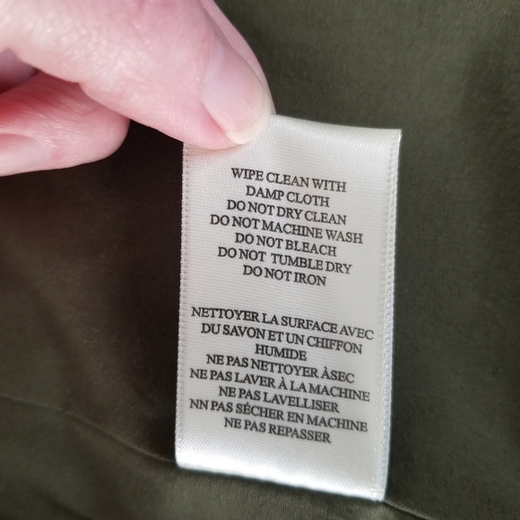 Blank NYC Olive Green Suede Leather Moto Vest Size S Zipper Snap Closures - Picture 8 of 11